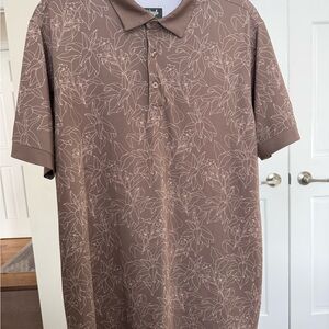 Waggle Brown Floral Polo Golf Shirt L